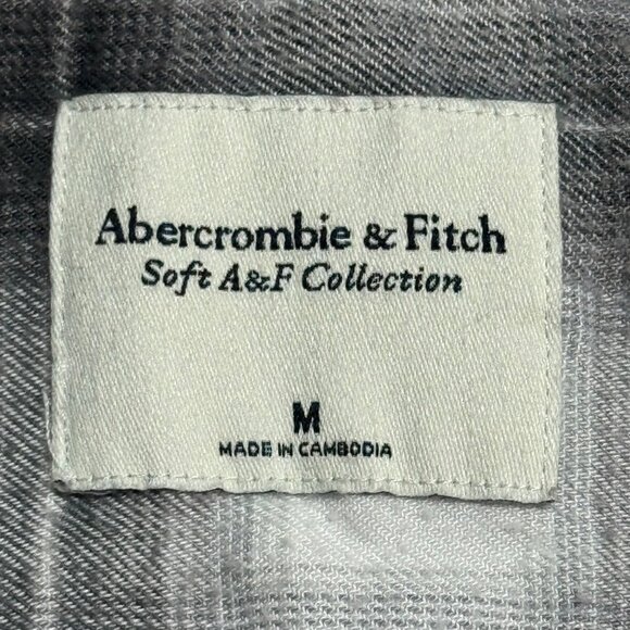 Abercrombie & Fitch Mens Soft A&F Collection Plaid Button-Up Shirt M Gray Black - Picture 4 of 5
